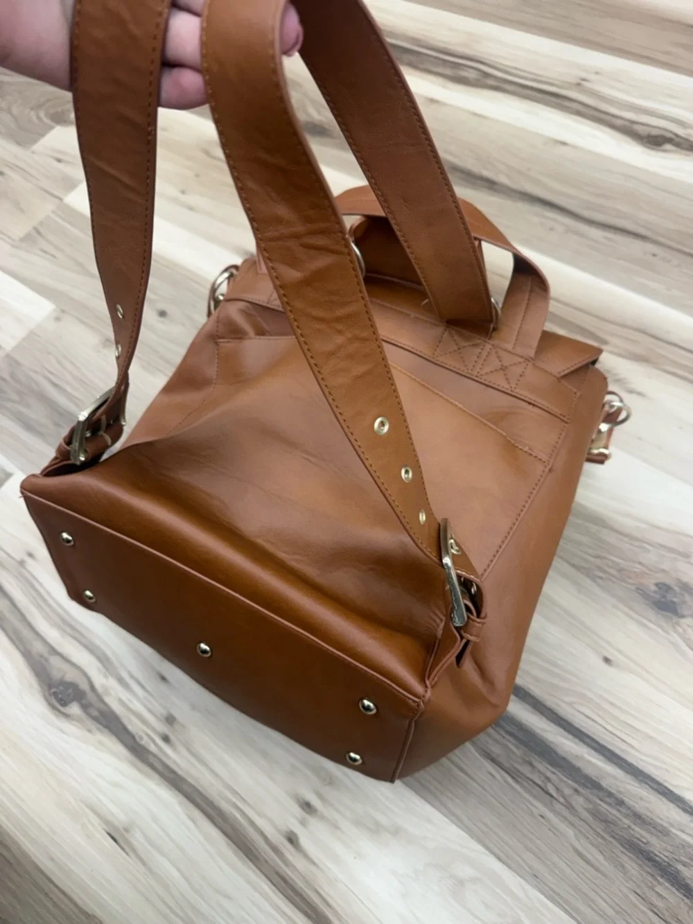 JJ Cole Brown Leather Crossbody Diaper Bag
